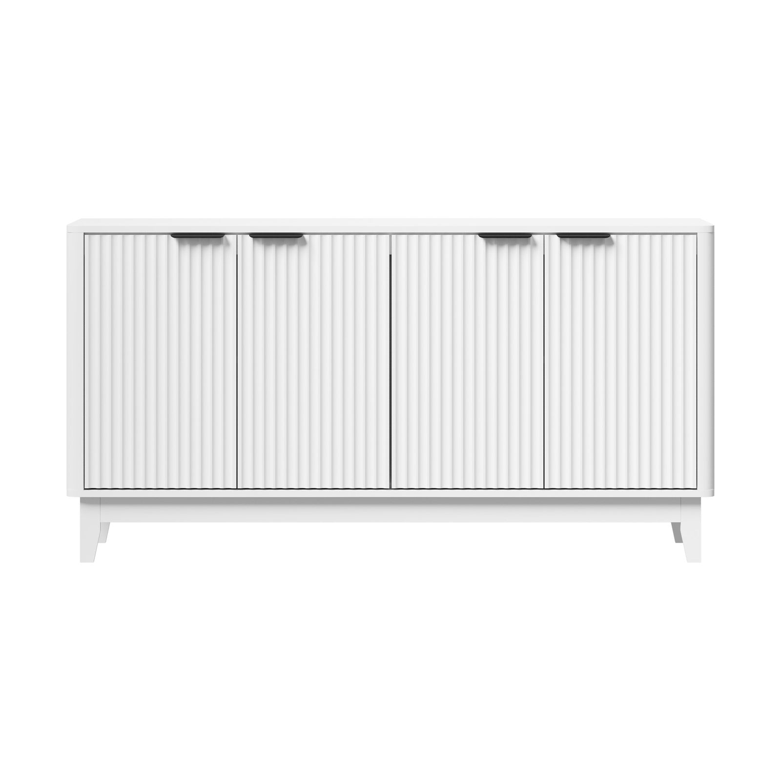 4‑Door Modern Sideboard – White & Natural Wood