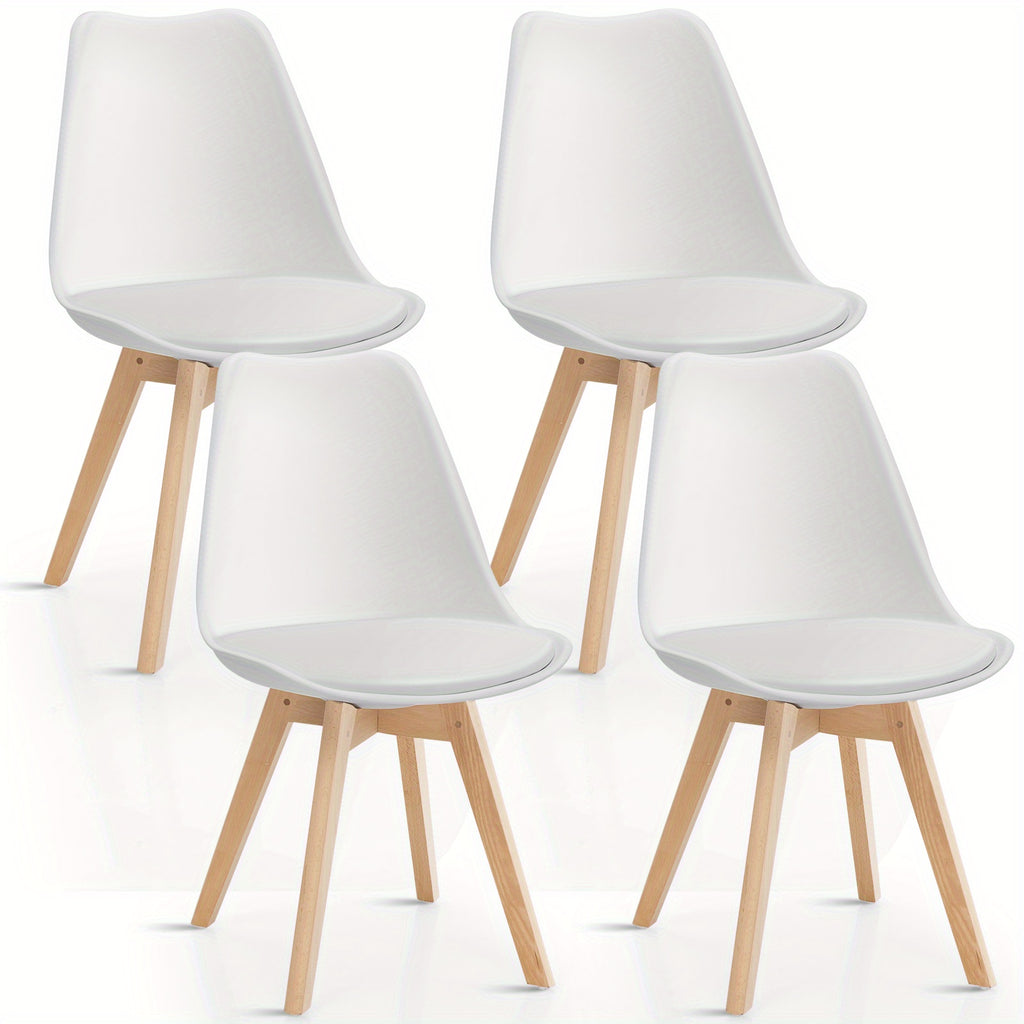 White and Natural Dining Chairs - 4pcs