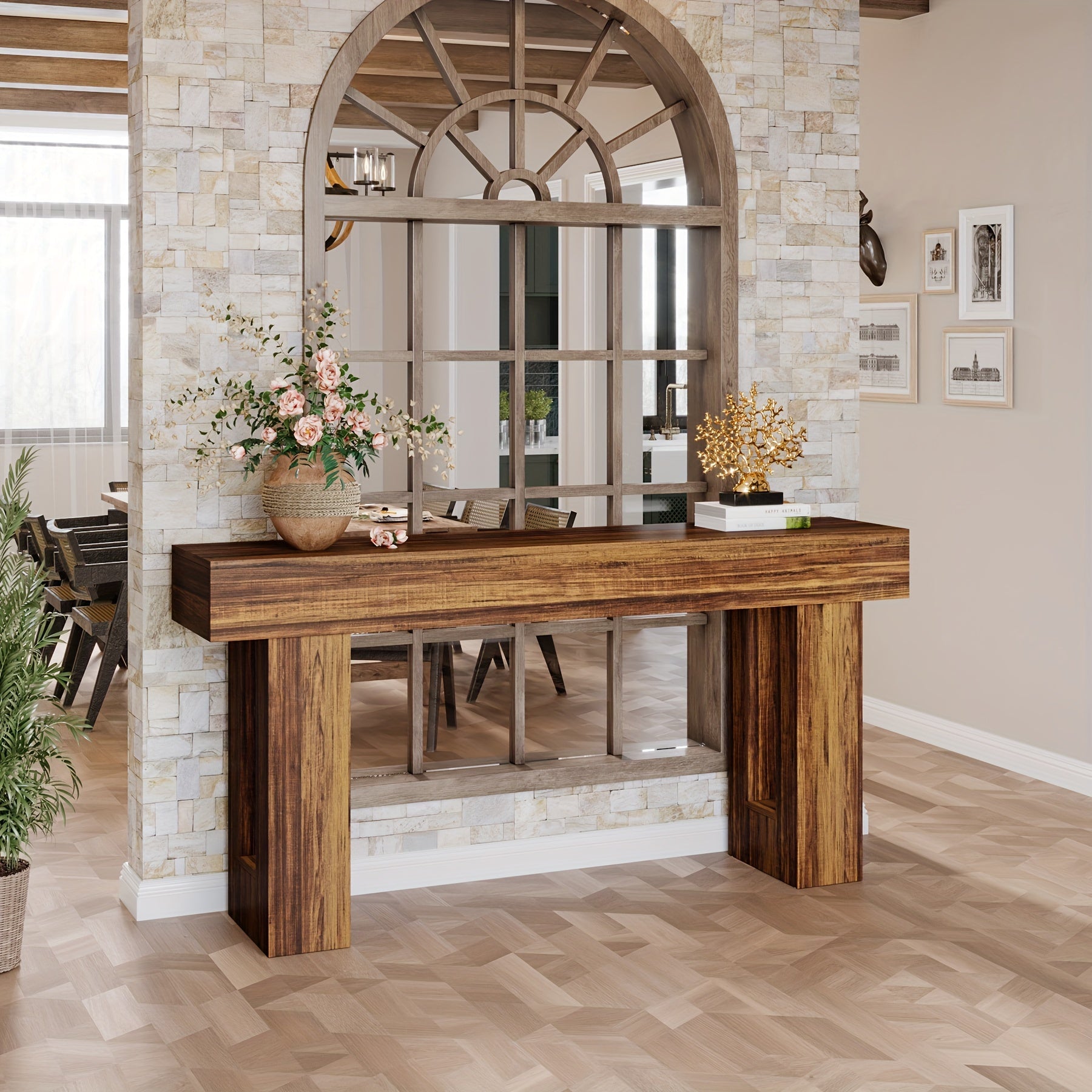 Farmhouse Console Table – Rustic Brown