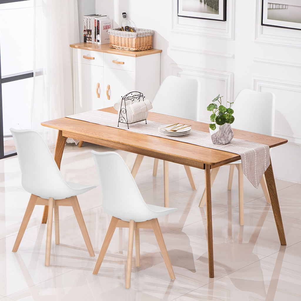 White and Natural Dining Chairs - 4pcs