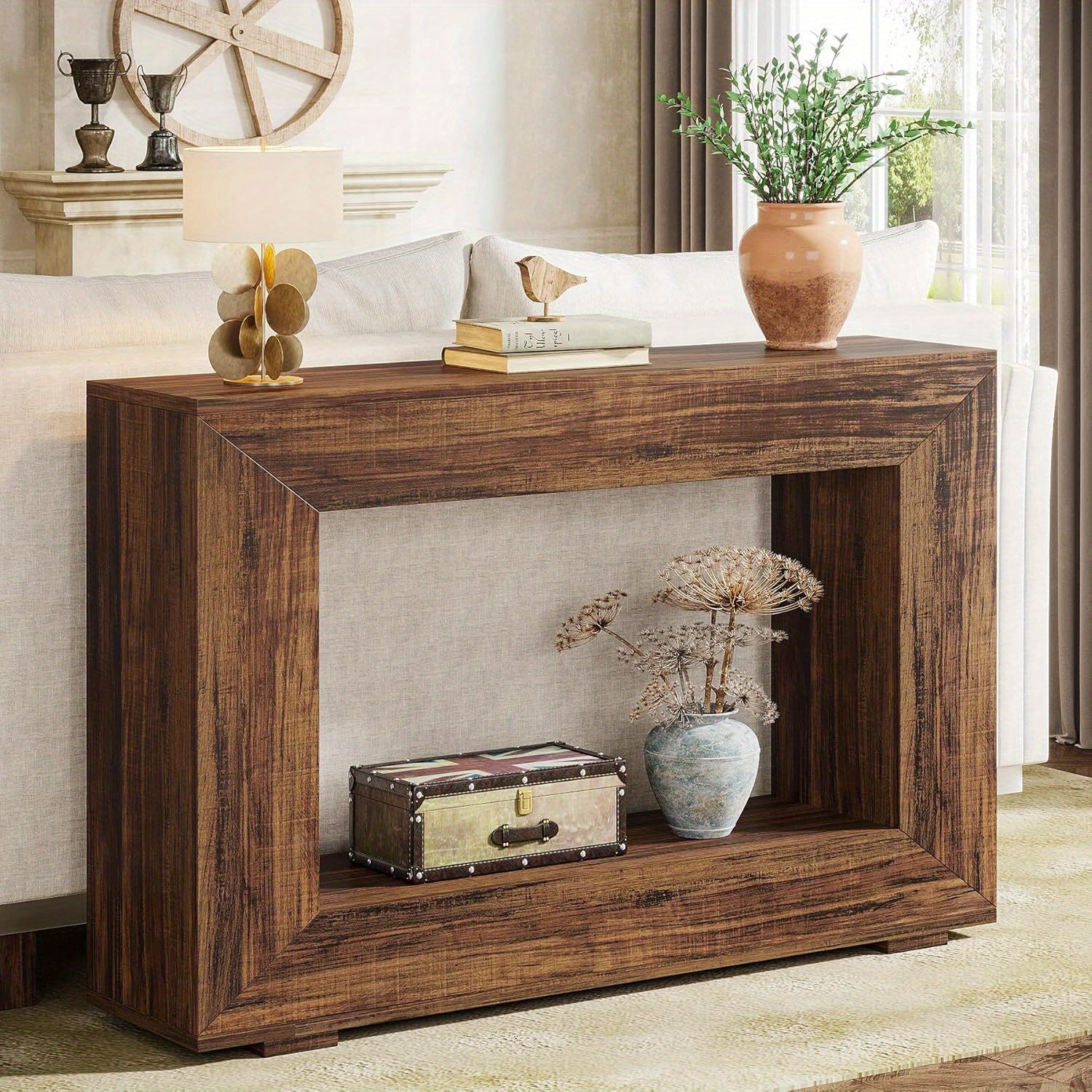 Farmhouse Wood‑Grain Console Table