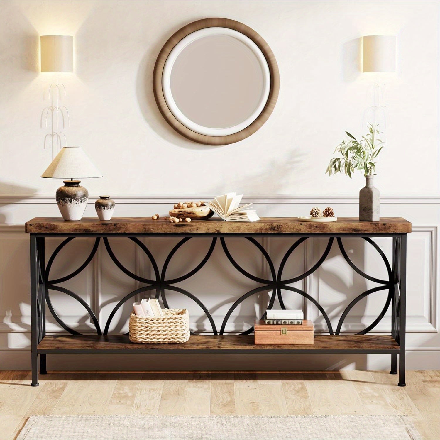 Industrial Farmhouse Long Skinny Console Table