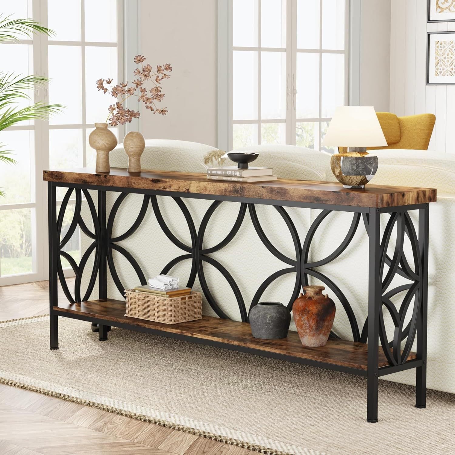 Industrial Farmhouse Long Skinny Console Table