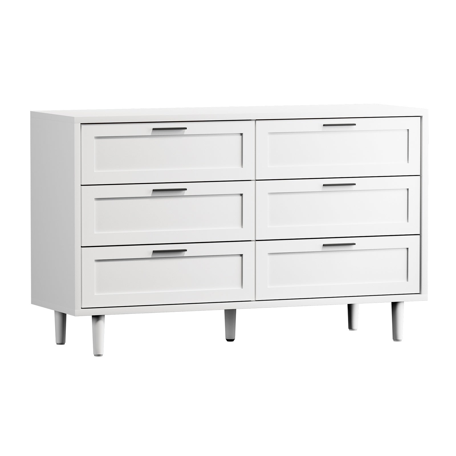 White or Natural Modern 6-Drawer Dresser