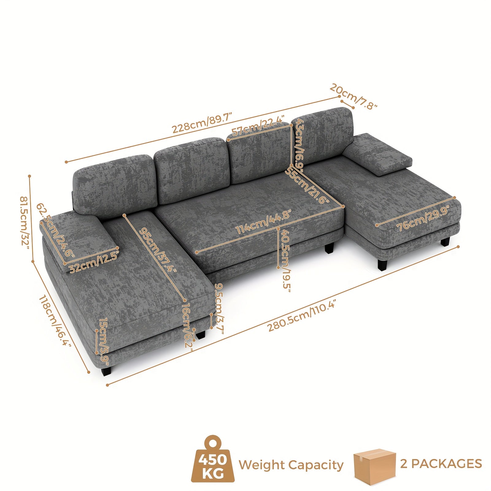 Modular 4-Seater Double Chaise Lounge