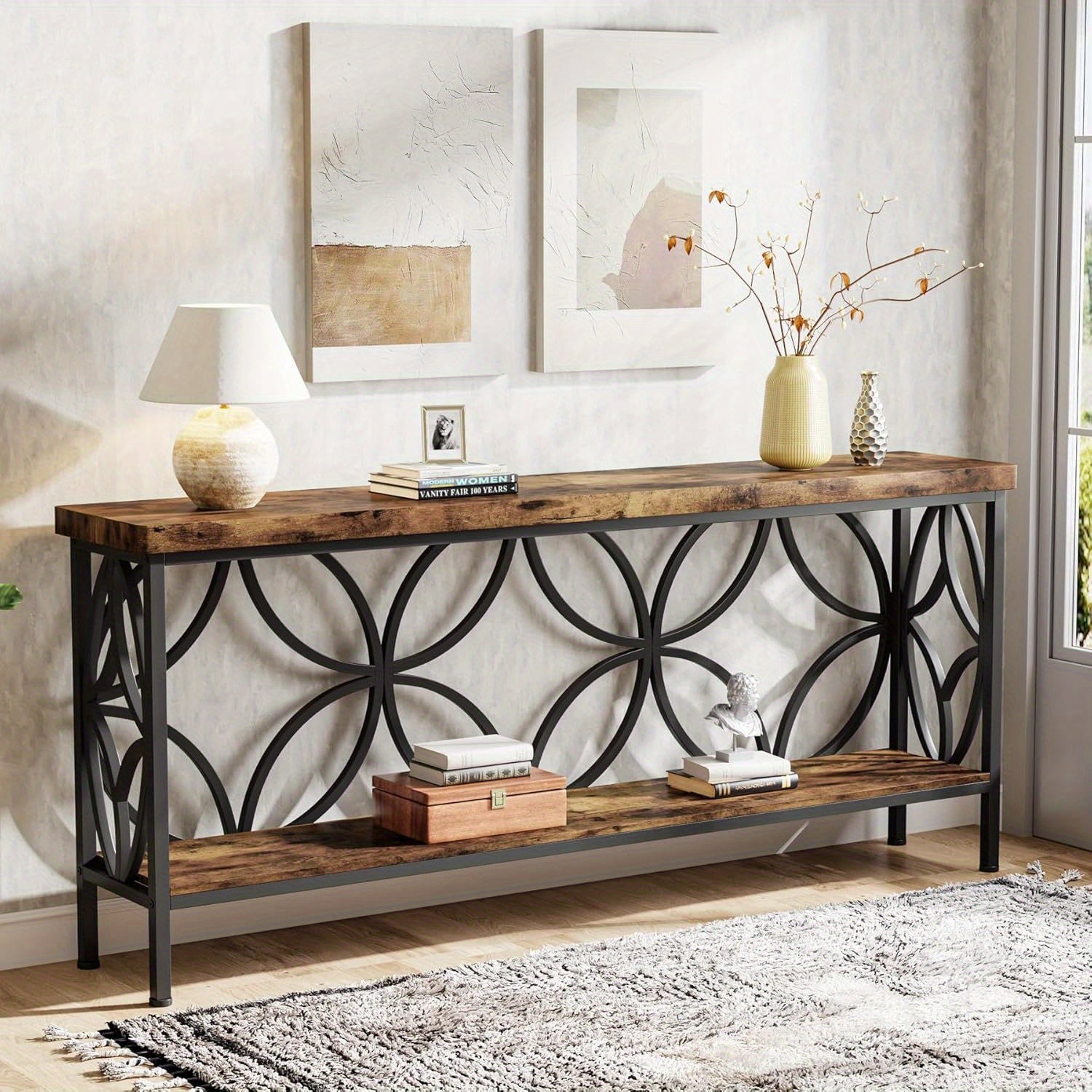 Industrial Farmhouse Long Skinny Console Table