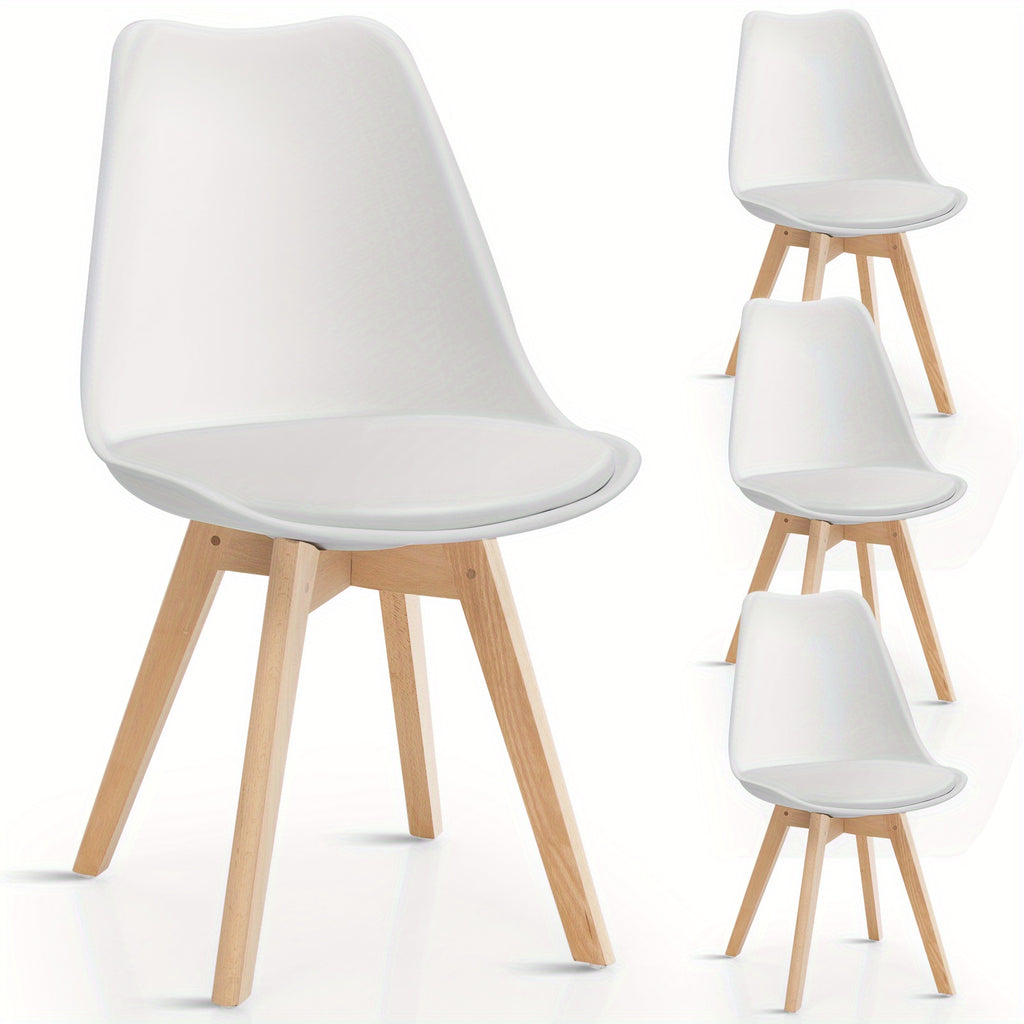 White and Natural Dining Chairs - 4pcs