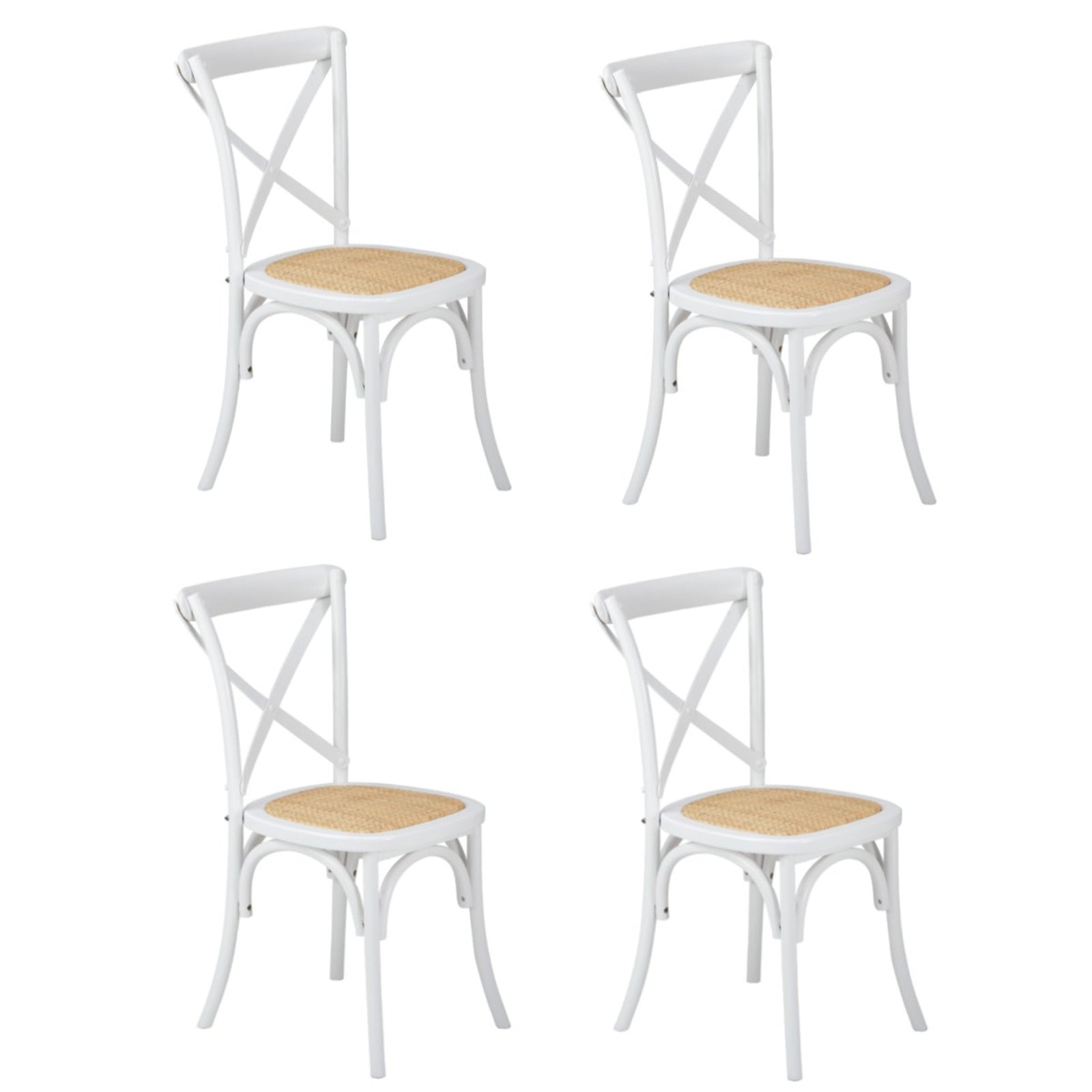 Crossback Rattan Dining Chairs – Set of 4