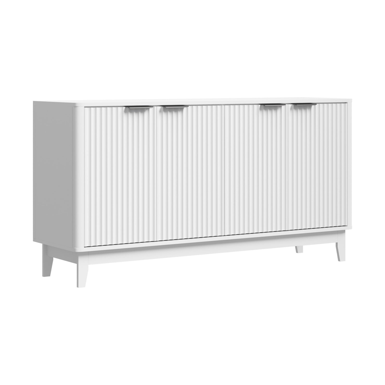 4‑Door Modern Sideboard – White & Natural Wood
