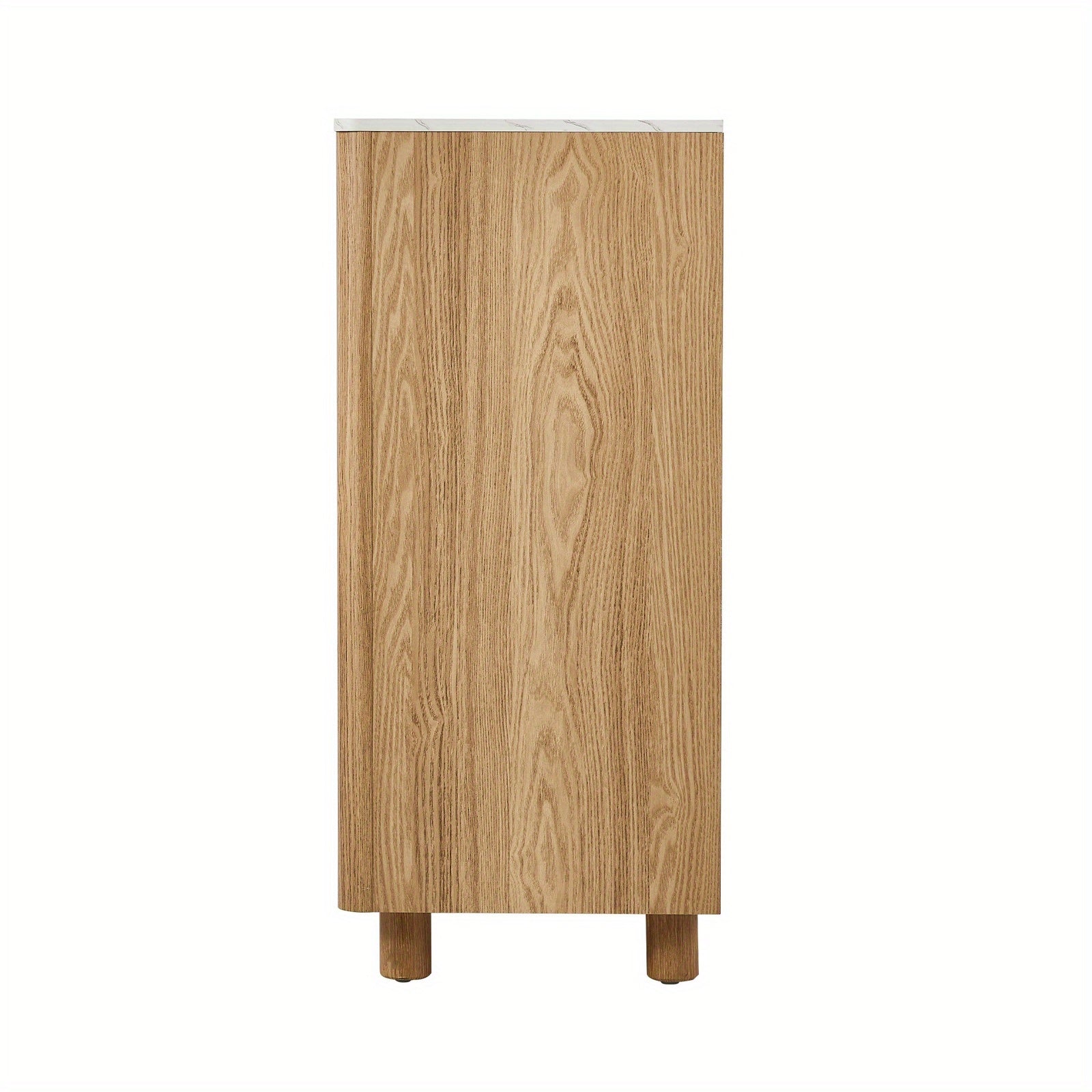 4‑Drawer Modern Chest – White & Natural Wood with Faux Marble Top