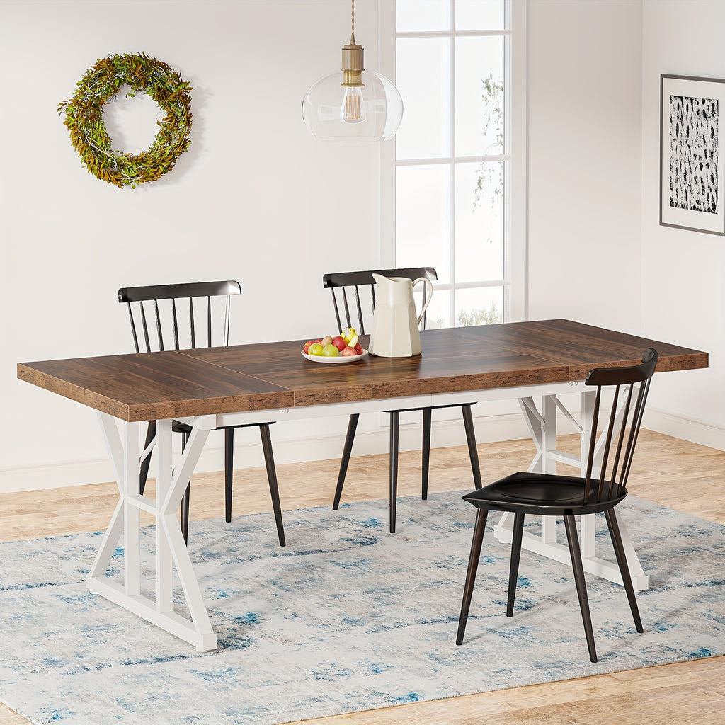Wooden Farmhouse Rectangular Dining Table - White