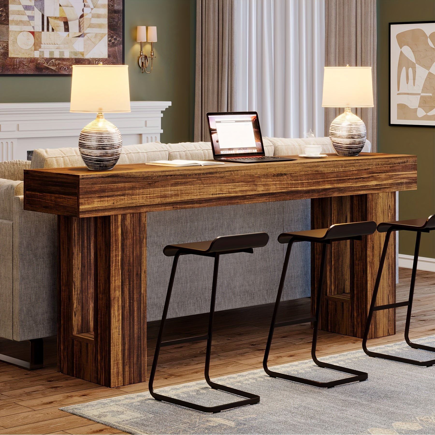 Farmhouse Console Table – Rustic Brown