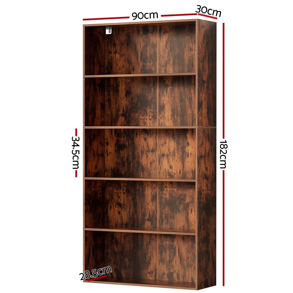 Artiss Bookshelf 5 Tiers Walnut