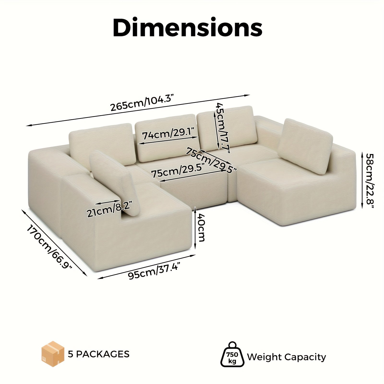 Modular 5-Seater Sofa Lounge