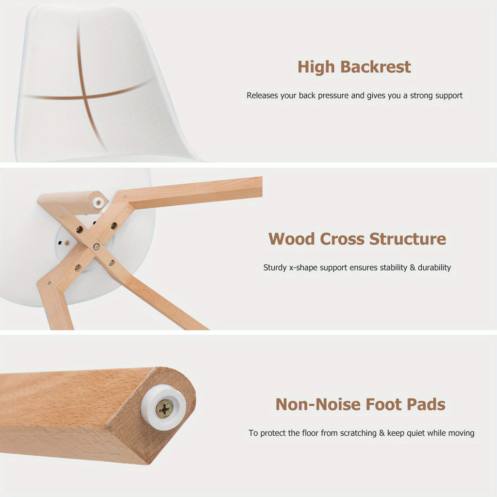 White and Natural Dining Chairs - 4pcs