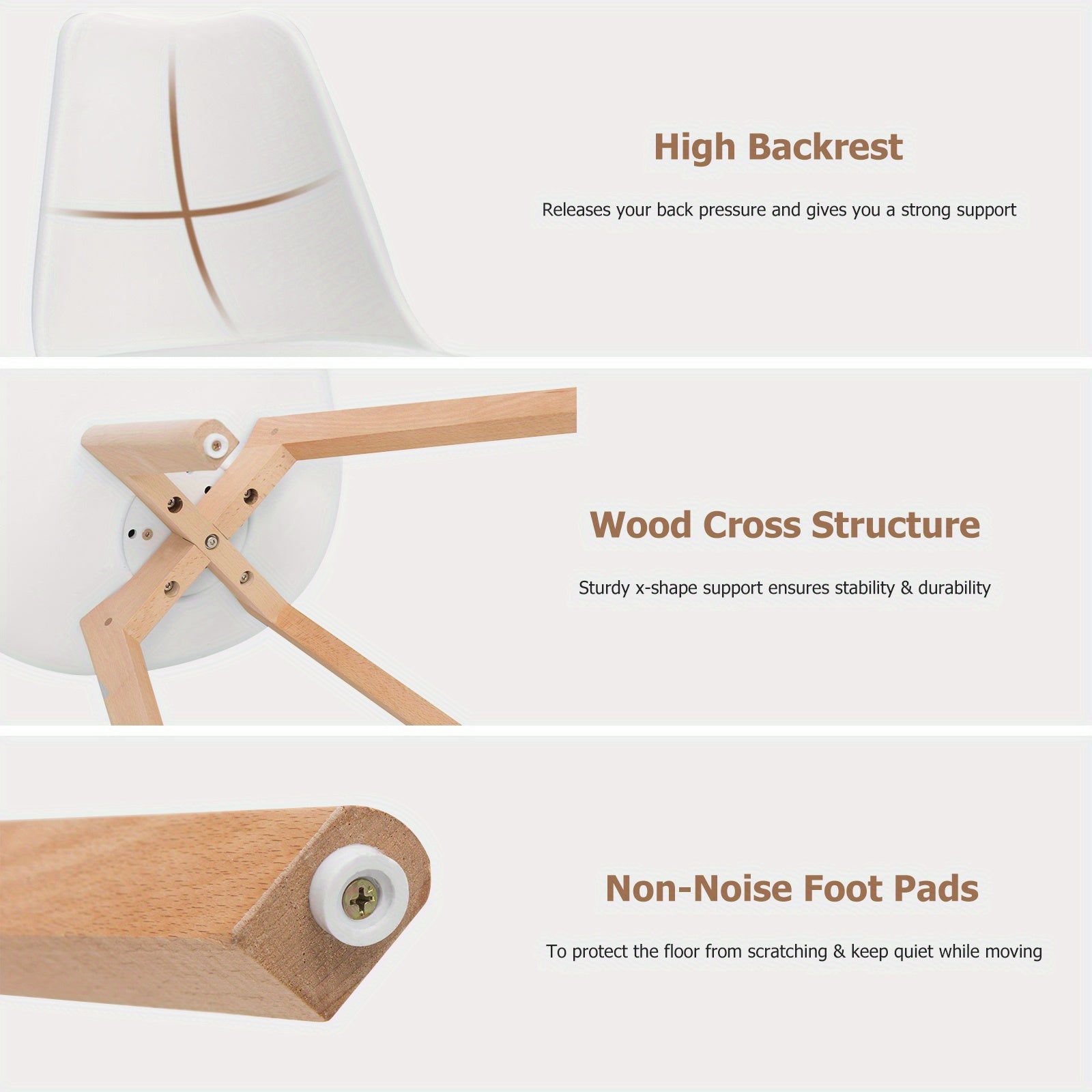 White and Natural Dining Chairs - 4pcs