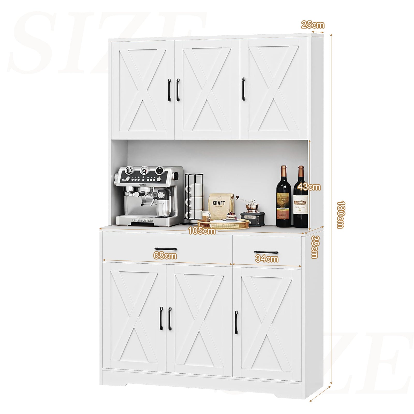 White Sideboard Buffet Pantry Cupboard Hutch