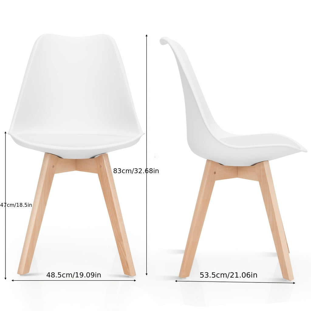 White and Natural Dining Chairs - 4pcs