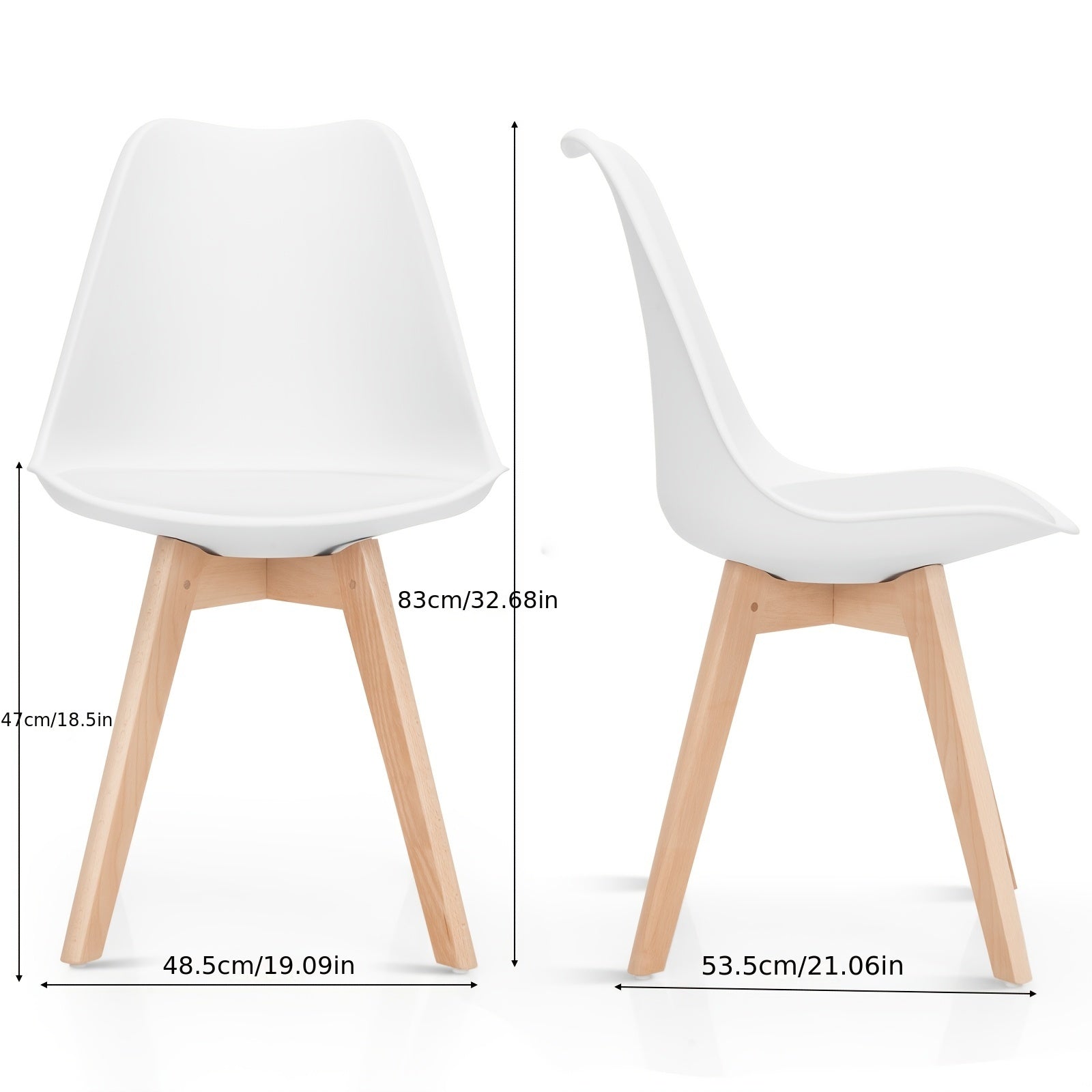 White and Natural Dining Chairs - 4pcs