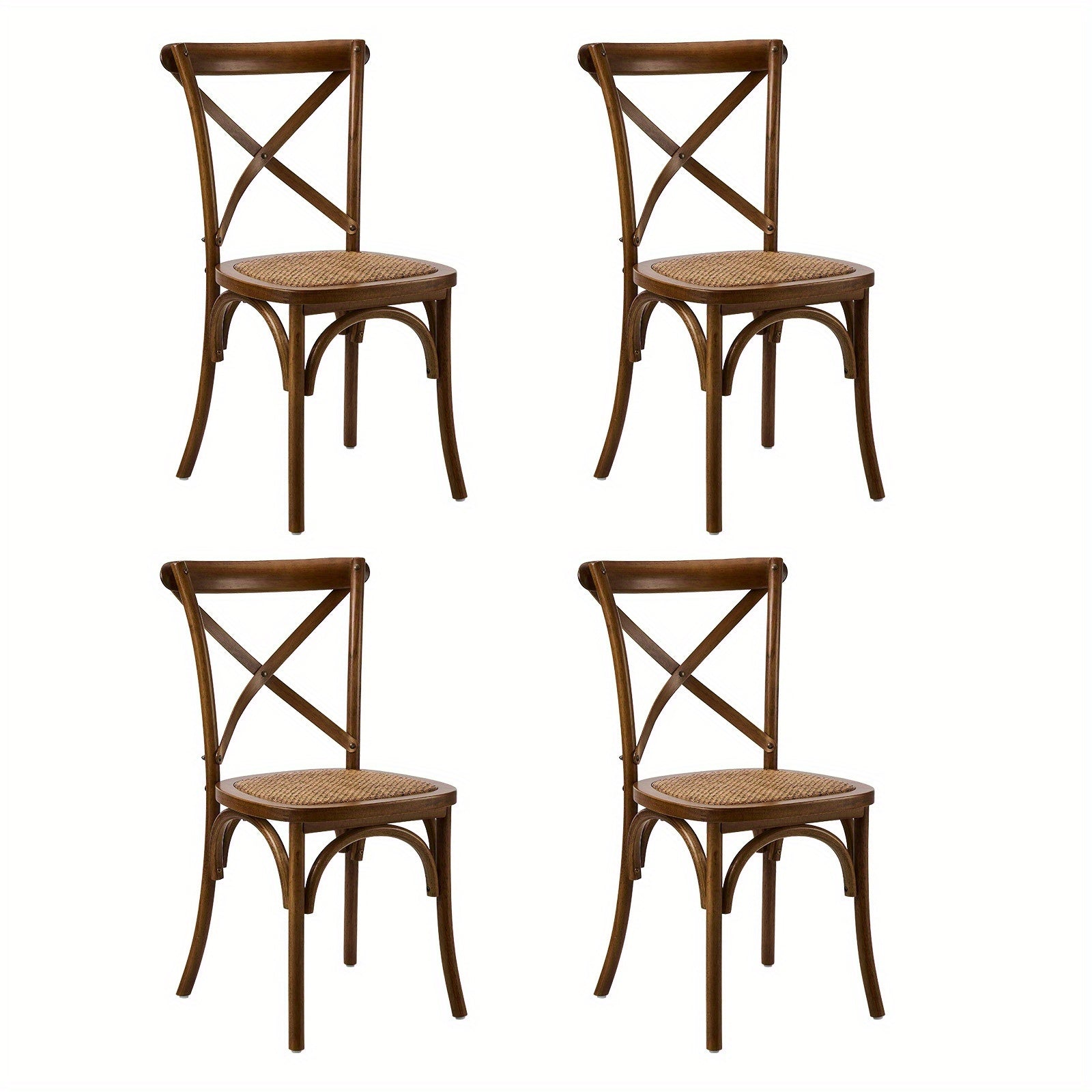 Crossback Rattan Dining Chairs – Set of 4