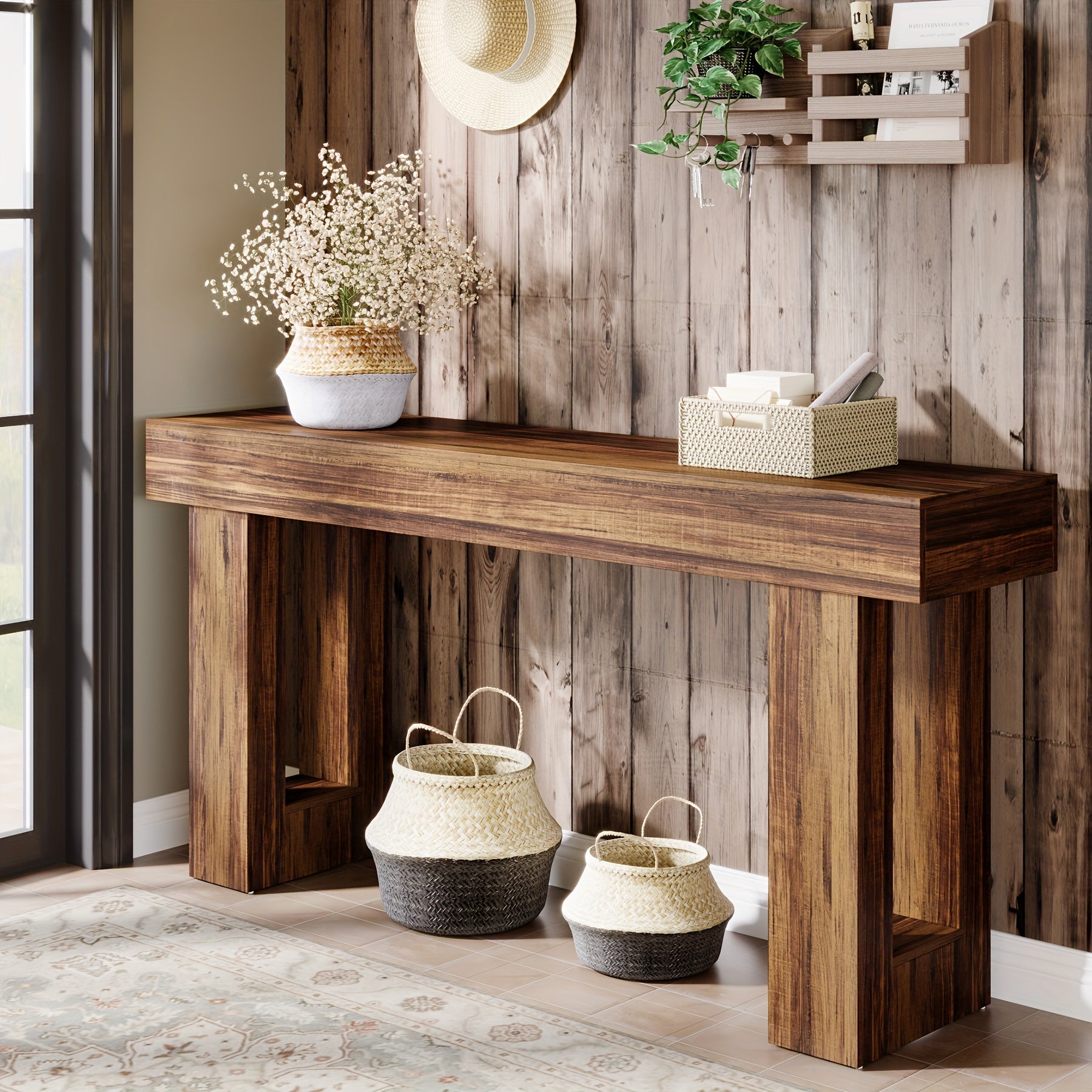 Farmhouse Console Table – Rustic Brown
