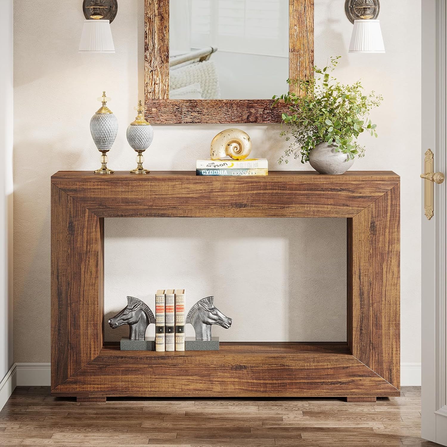 Farmhouse Wood‑Grain Console Table