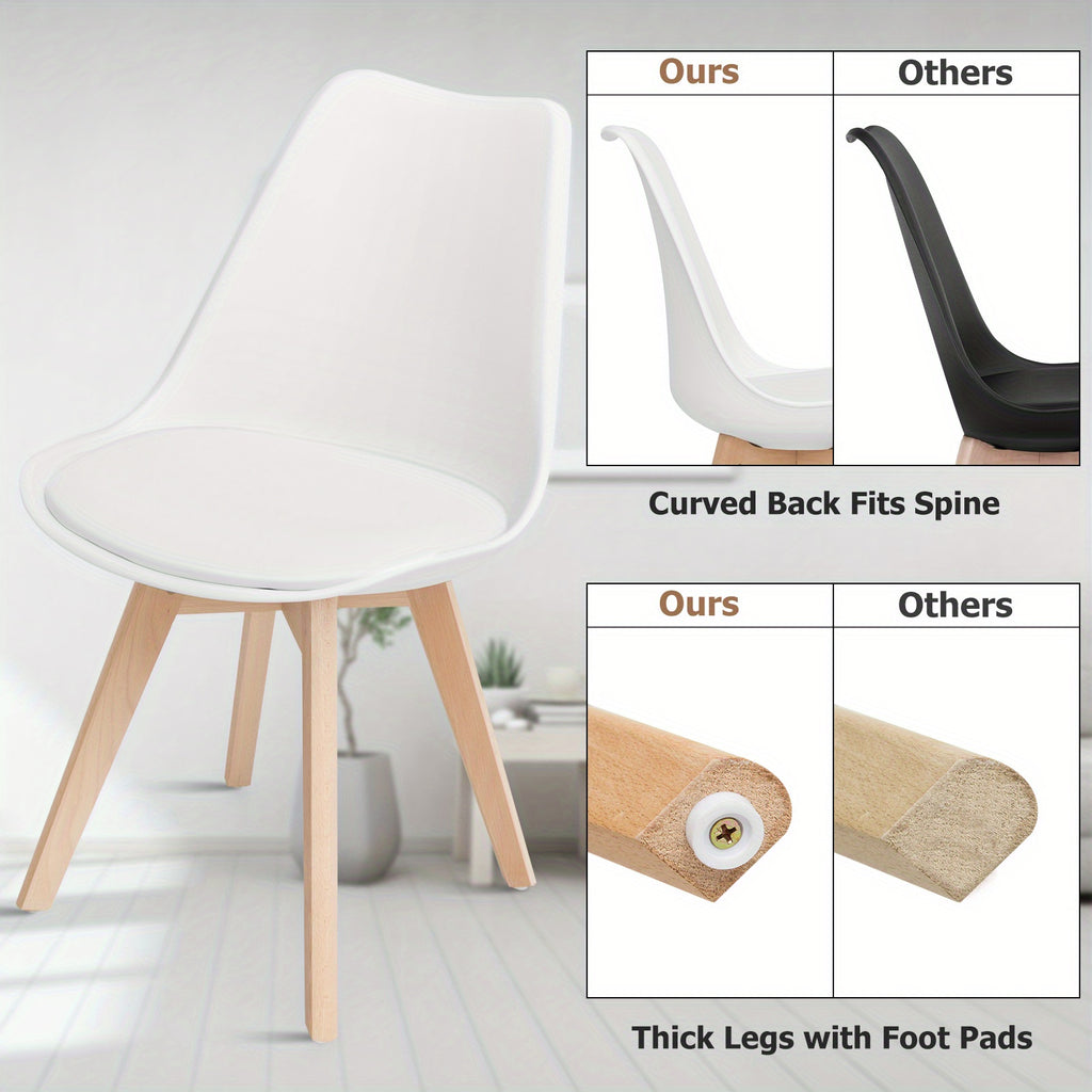 White and Natural Dining Chairs - 4pcs